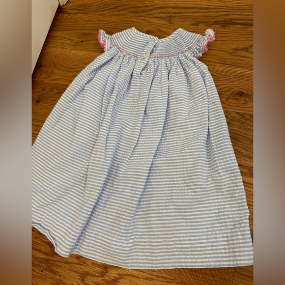 Southern Sunshine Smocked Seersucker Dress with Anchors and Lighthouse Size 12M - Picture 7 of 7